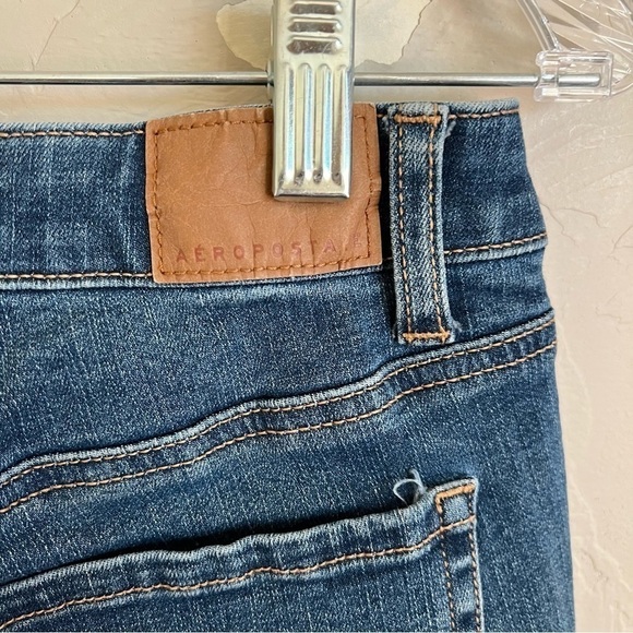 Aeropostale Flex Effect High Waisted MIDI Stretch Denim Shorts - Picture 8 of 8